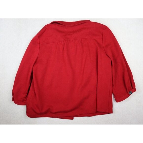 NOTATIONS - WOMEN'S RED STRETCH KNIT DOUBLE-BREASTED 3/4 SLEEVE JACKET - SIZE L - Picture 8 of 9